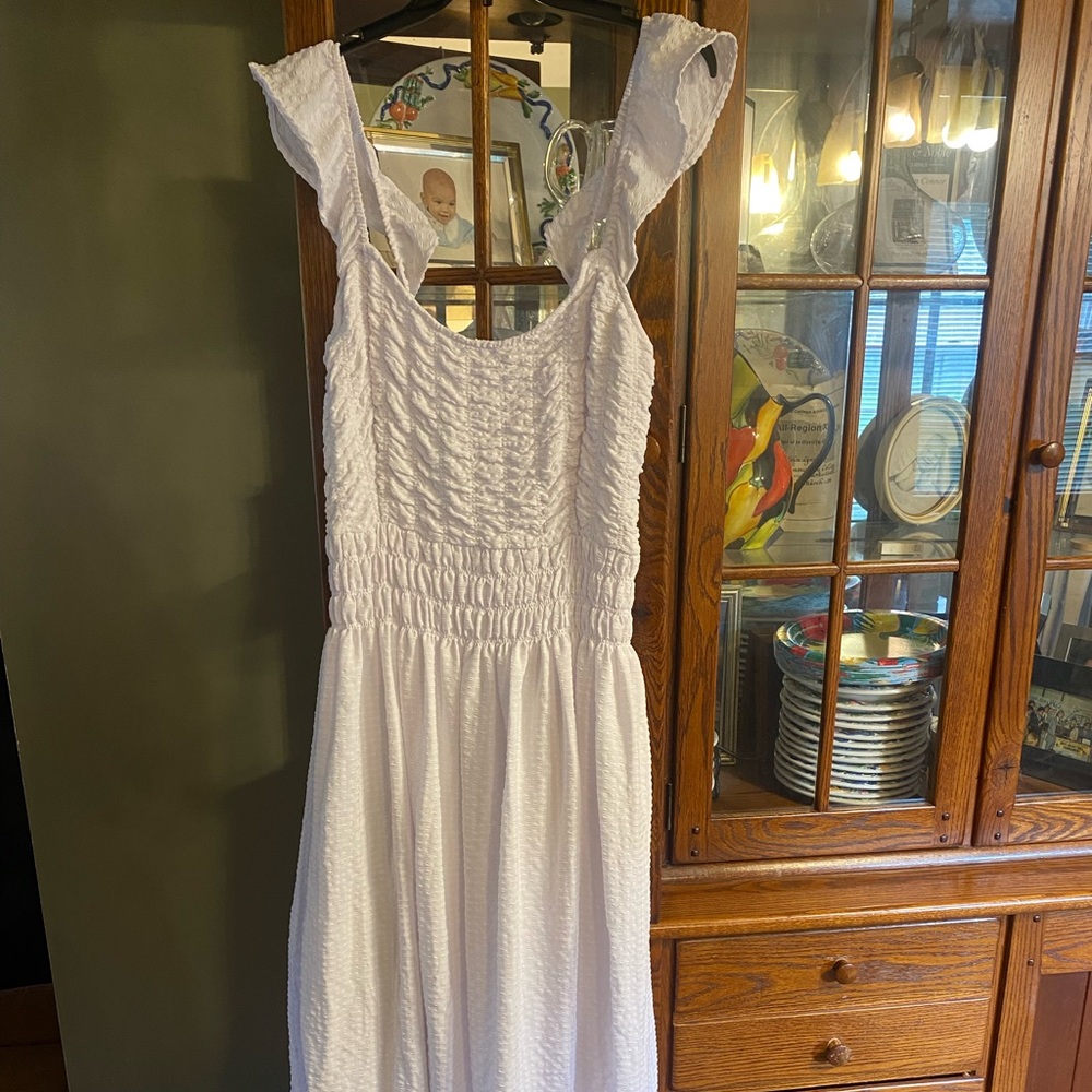 White Smocked Maxi Sundress with Ruffle Straps